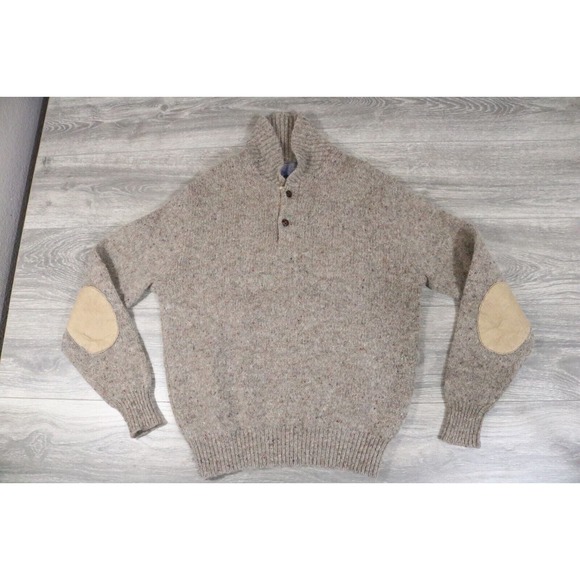 vintage PENDLETON WESTERN RAG WOOL ELBOW PATCH OUTDOORS SWEATER L - Picture 1 of 6